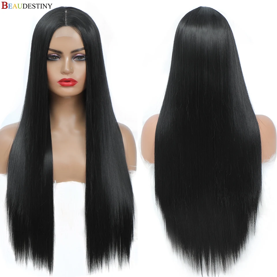 

Straight Wig Synthetic Wigs For Women 26" Long Black Wig Perruque Halloween Cosplay Black Korean Wig Womens Cheap Natural Hair