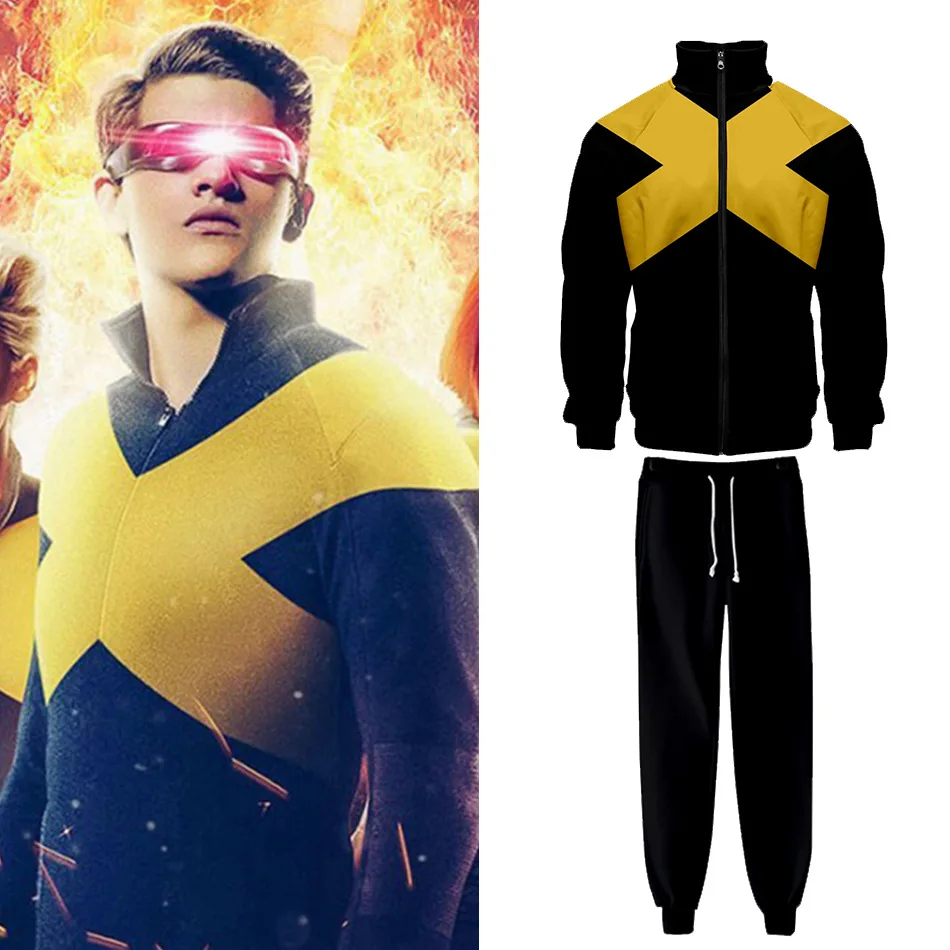 

Bazzery X-Men Dark Phoenix New Coat Cosplay Hoodies Women Cosplay Costume Sweat Men's Women's Hoodies Top Pants for Adults