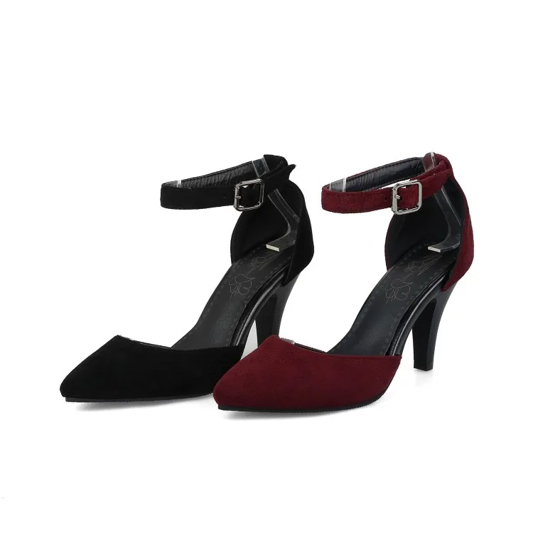 Сандалии Baotou женские на высоком каблуке босоножки с пряжкой туфли тонком большой