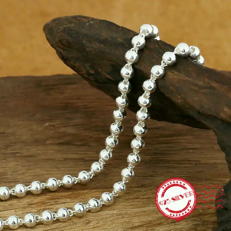 

Мужское ожерелье из стерлингового серебра S925 пробы, индивидуальное модное классическое ювелирное изделие, круглые бусины в форме диких бус...