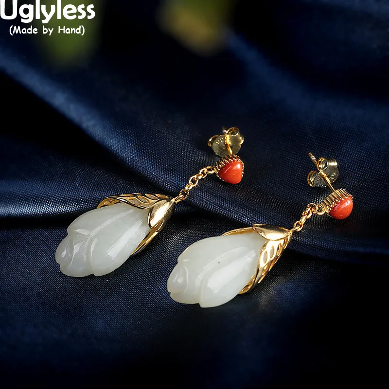 

Серьги женские из серебра 925 пробы, плоские, с нефритом