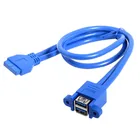 Двойной двойной USB 3,0 A женский 2 порта к usb 3,0 20pin 20-контактный Женский адаптер для материнской платы двойной кабель адаптер с отверстием для винта 50 см