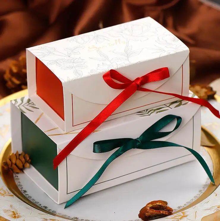 20pcs Green Gift Box Birthday Party Wedding Baby Shower Package Chocolate Cookies Cake Decoration With Ribbon | Дом и сад