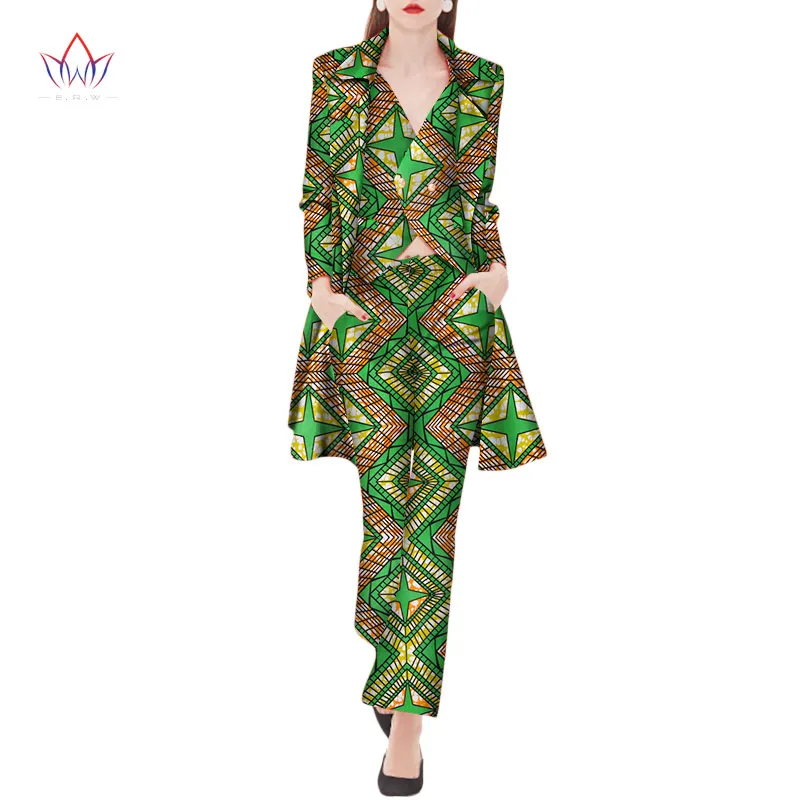 Women african clothing 3 piece set bazin riche african top with pants suit women africa woman Cotton Clothing Plus Size WY2040