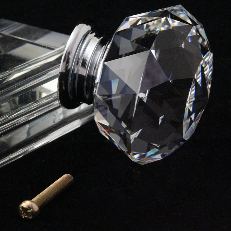 High Quality Single Hole Crystal Handle For Furniture European Style Glass Drawer Knobs Crystal Cabinet Pull Furniture Handle