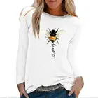 Пчелы Вид Детские футболки с длинными рукавами и изображением женские осень-зима 2020 женские футболки хлопок Графические футболки для девочек уличная белый круглый вырез горловины с оборками, топы
