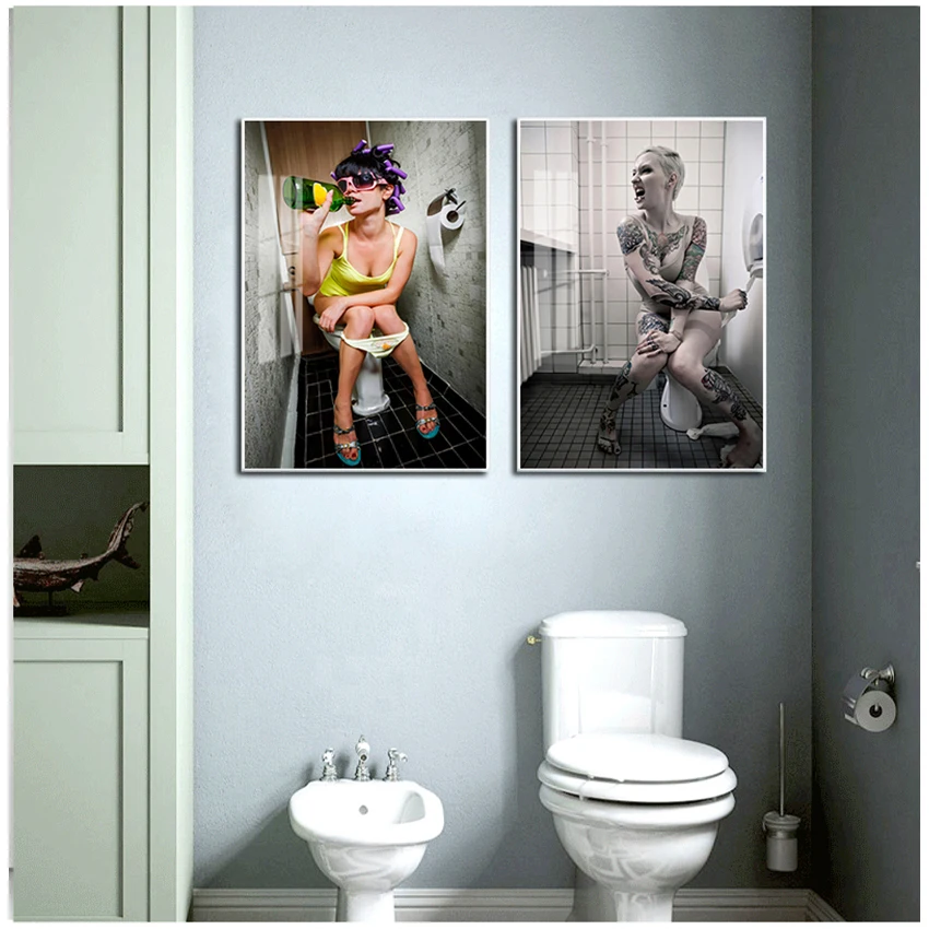 Плакат с изображением унитаза черно-белая картина сексуальные женские и мужские