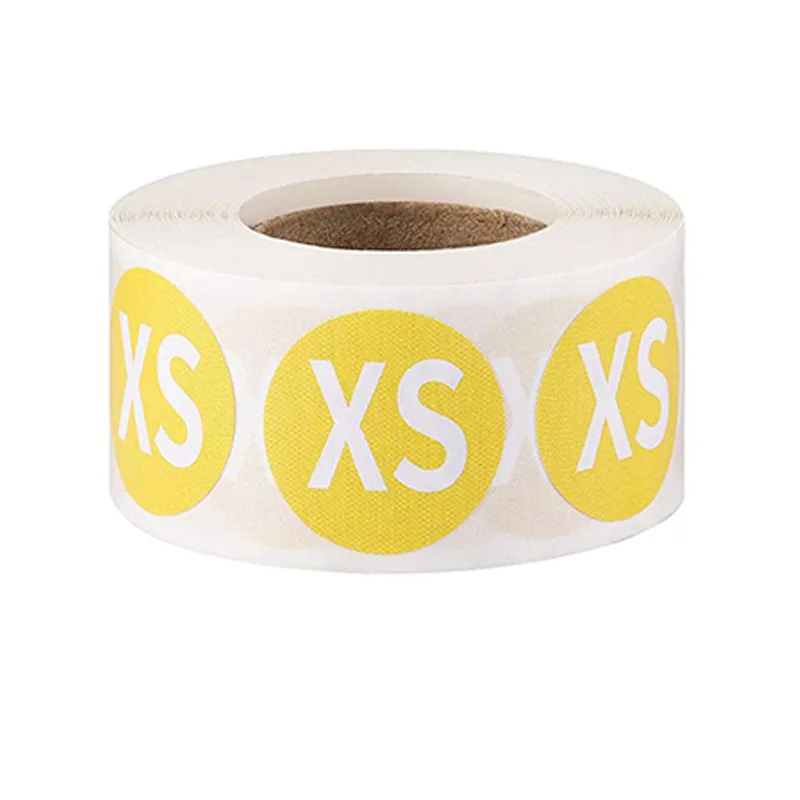 

New XS/S/M/L/XL/XXL 6 Models Colorful Round Clothing Size Label Stickers 1 Inch/500pcs for clothing Shoes Hat Underwear Bra Tags