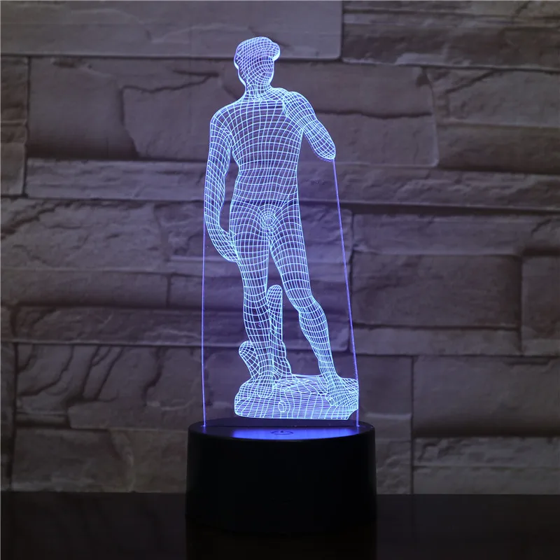 Микеланджело Дэвид 3D светодиодный ночной Светильник Скульптура рисунок Touch Сенсор RGB декоративные настольные лампы, для маленьких детей, Дэвид Скульптура настольная лампа