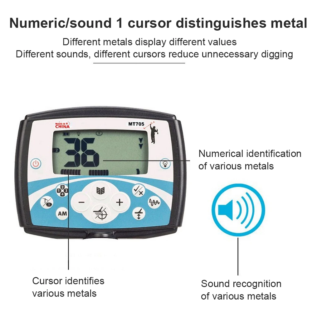 MT705 портативный металлоискатель водонепроницаемый подземный ручной