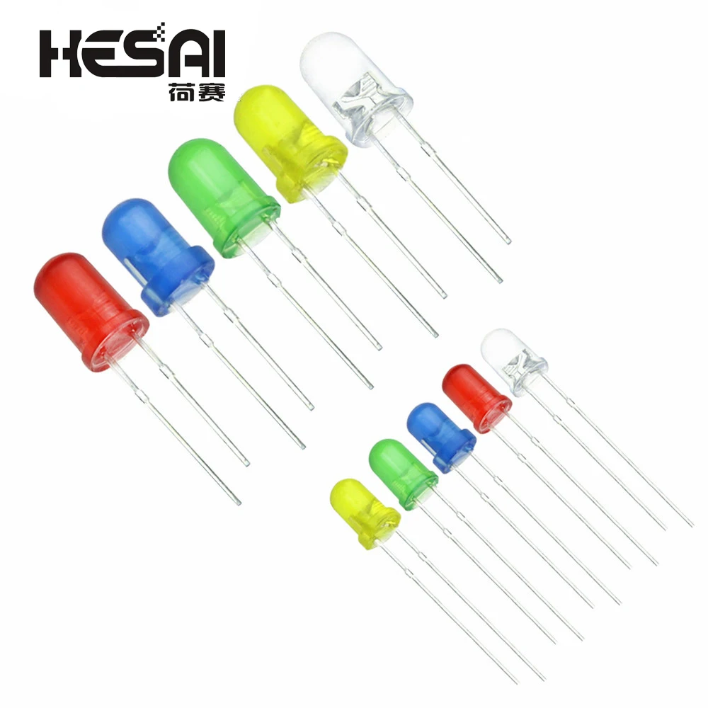 

100Pcs/lot 3MM 5MM Led Kit Mixed Color Red Green Yellow Blue White Light Emitting Diode
