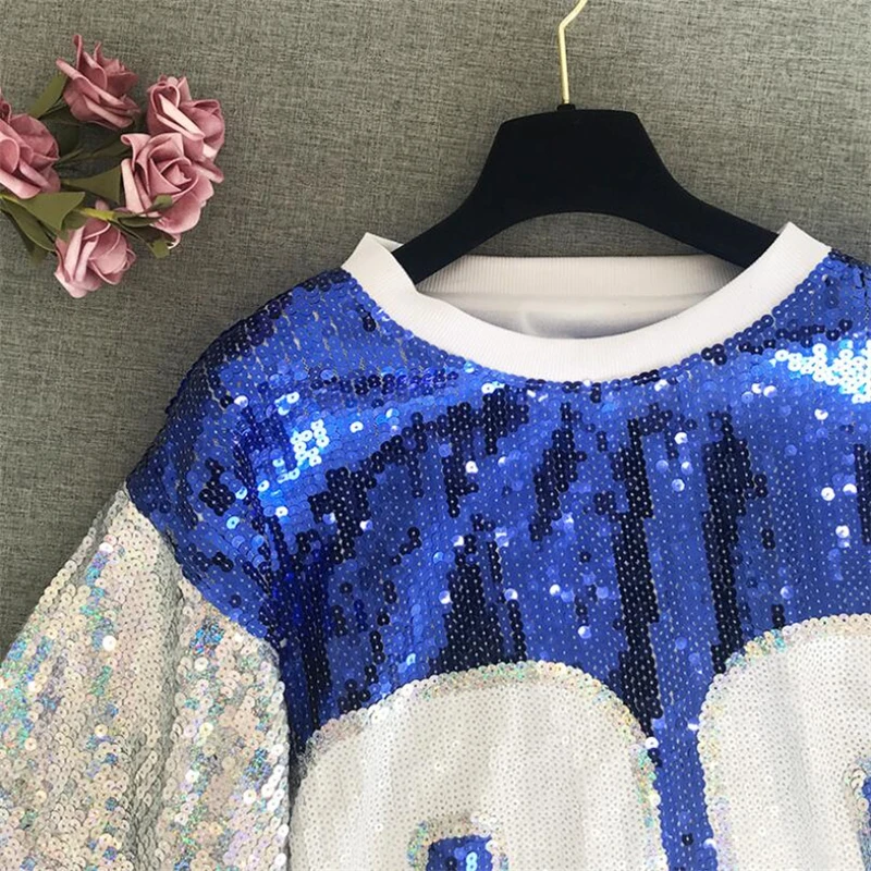 Женское платье футболка с блестками мини в стиле рок хип хоп свободная цифрой