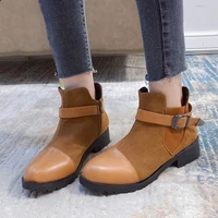 plus size 43 new buckle retro ankle chelsea martin boots for women low heel motorcylce botas mujer botines winter work shoes