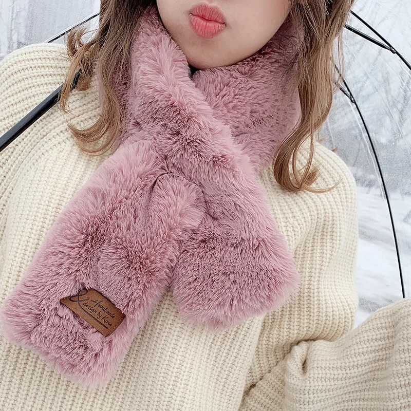 Hot Pink Модные зимние шарфы для женщин шарфы для девочек шейный платок толстый теплый для шеи одежда аксессуары женский шарф мягкий плюшевый шарф подарок - Цвет: Hot Pink