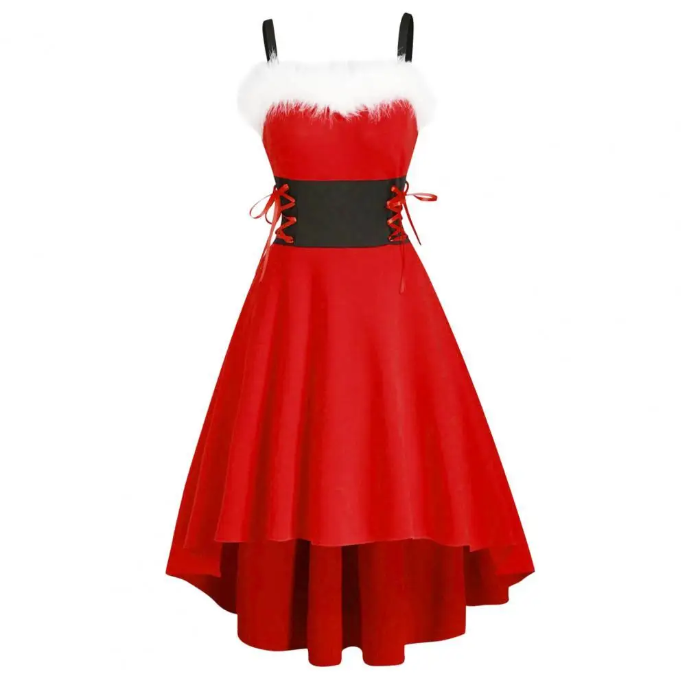 

Attractive Large Hem Patchwork Dress Christmas Dress Female Contrast Color