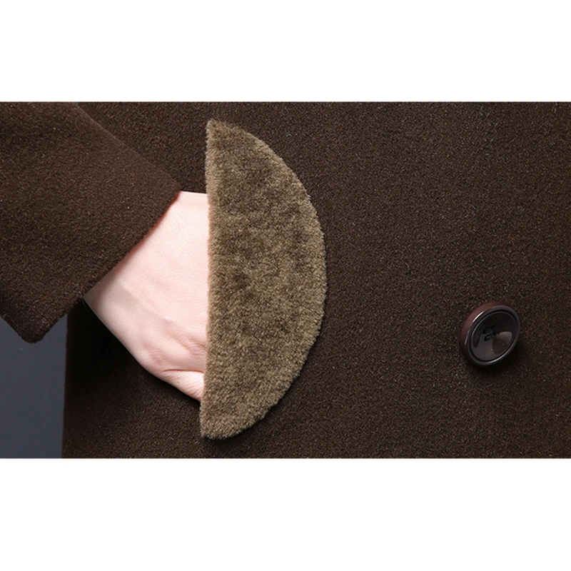 Размера плюс осеннее Женское пальто из шерсти и синтетического волокна Зимнее