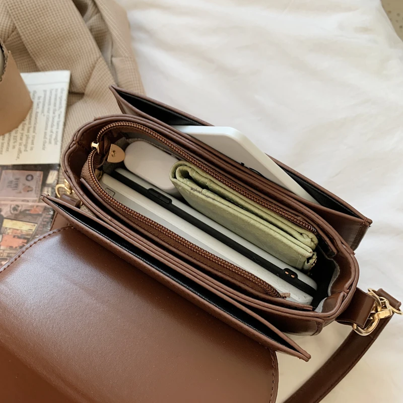 

Thread Lock Square Bag for Women's Luxury PU Leather Shoulder Bag Retro Lady Designer Crossbody Handbag Classic Elegant Bags Sac