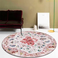round carpet american style country flower persian ethnic rug living room short crystal velvet non slip floor mat