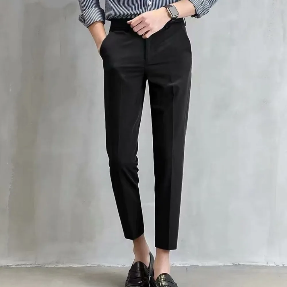

Summer sagging nine point suit pants men's Slim small feet youth Korean fashion thin non iron pants nine point leisure