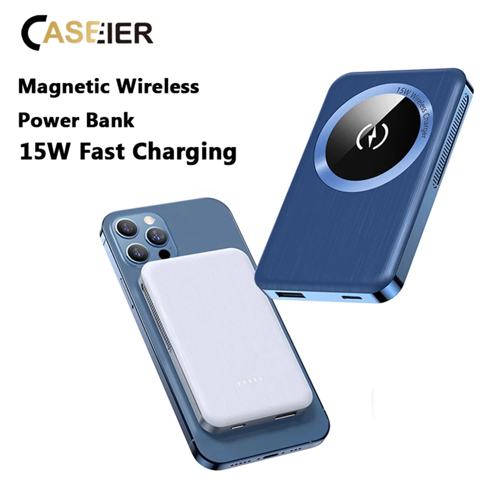 

CASEIER 15W Magnetic Wireless Power Bank For iPhone 12 Pro Max Mini Fast Charging 20W PD Charge Mini PowerBank External Battery
