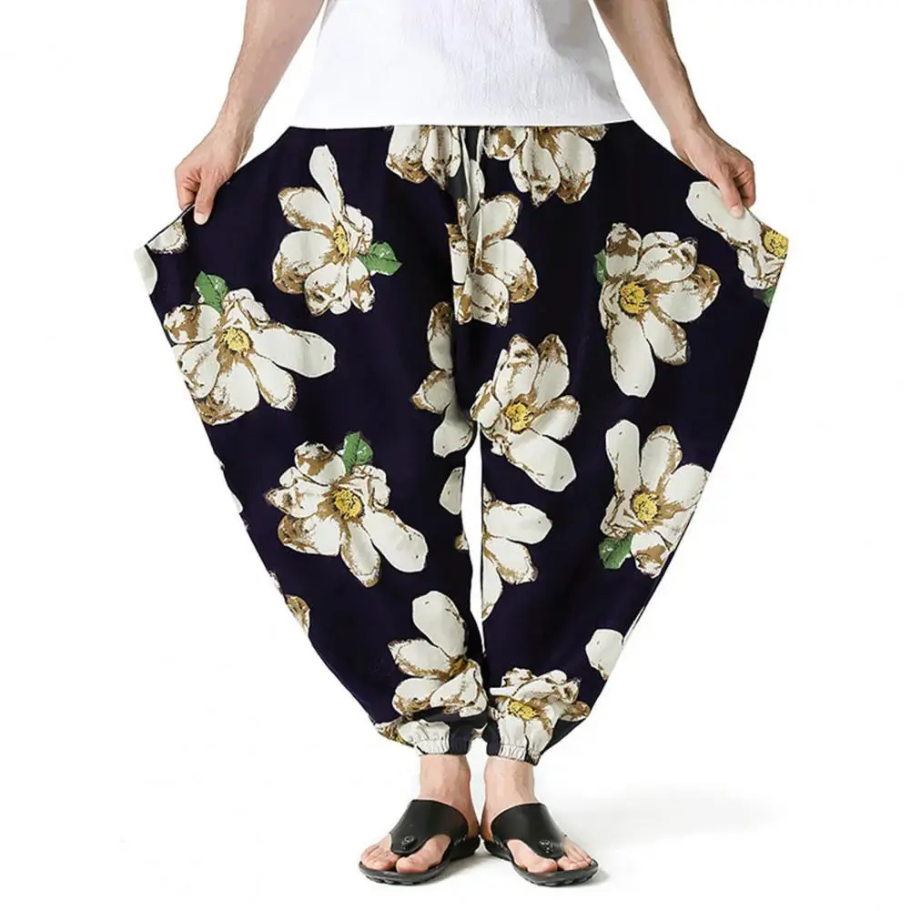 

Размера плюс Для мужчин штаны-шаровары штаны с заниженным шаговым швом с несколькими карманами штаны свободного кроя для пляжного зонтика ...