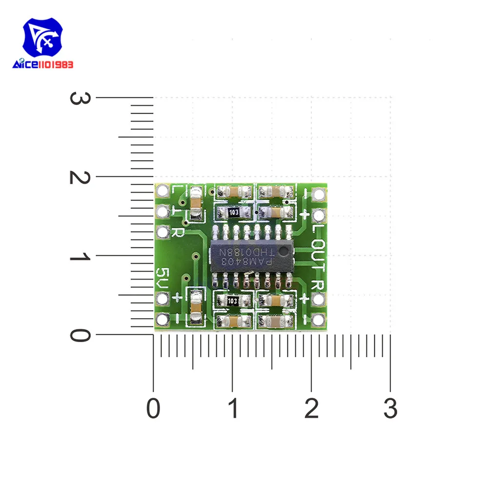 Diymore 10 шт./лот PAM8403 2 канала 2x3 Вт Мини цифровой аудио усилитель модуль мощности класса D аудио усилитель доска DC 2,5-5 В
