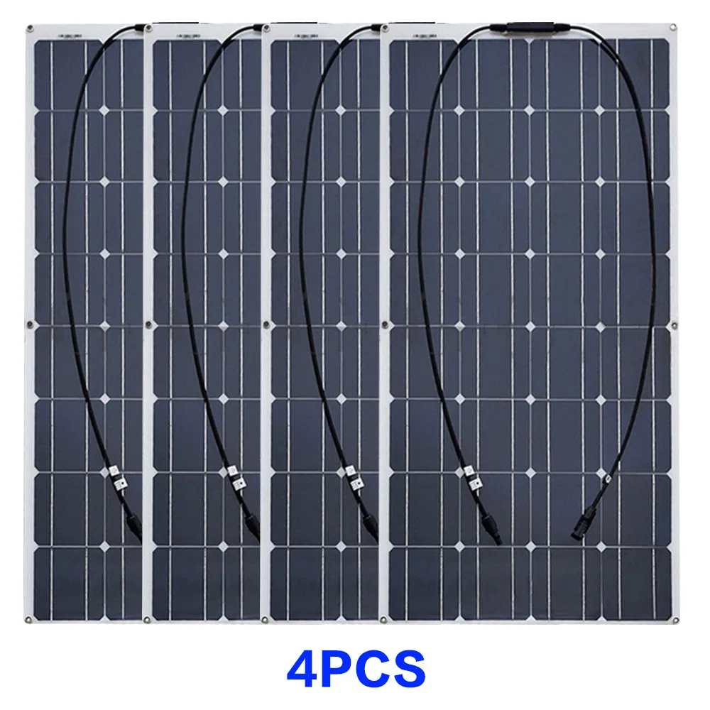 400W solar panel Комплект из 2 предметов, 4 шт. 10 шт. 100 Вт солнечная панель солнечных батарей Гибкая солнечная батарея солнечных батарей для автомобиля/яхты/пароход 12V 24 вольт постоянного тока 100 ватт Солнечная Батарея - Цвет: 400W solar panel