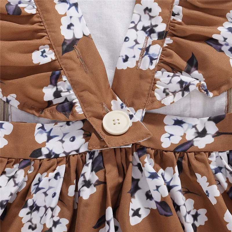 New Fashion 1-6Y Toddler Baby Girls Dress White Floral Print Ruffle Short Sleeve A-line Backless Sundress wholesale | Детская одежда и