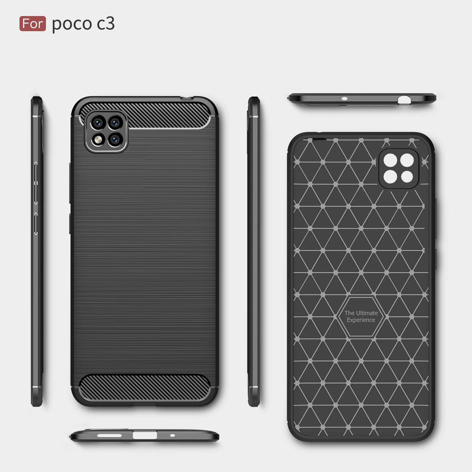 

Phone Case For Xiaomi Poco X3 C3 X2 F2 M3 M2 Pro NFC Light Luxury Carbon Fiber Softness Shockproof Anti-fall Protection Cover