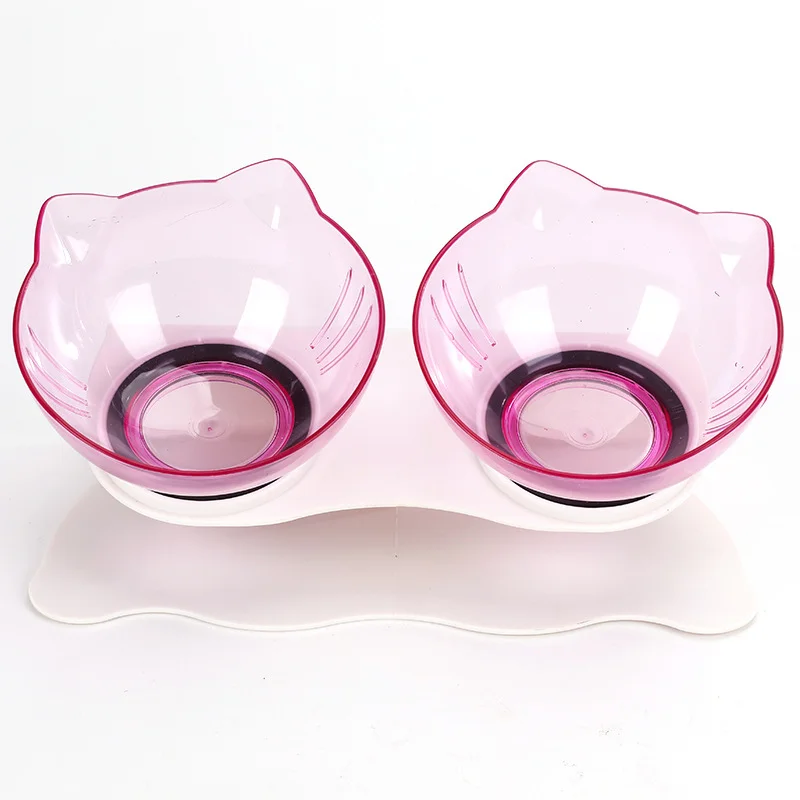 

Cat Feeding Bowl Pet Cat Double Bowls Cute Non-Slip Container With Raised Stand Drink Water Bowl Feeder Pet Feeding Supplies