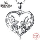 Кулон EUDORA из стерлингового серебра 925 пробы с ангелом, сердцем сестры до бесконечности и за пределами чистого кубического циркония, дружеское ожерелье для женщин и девушек CYD646