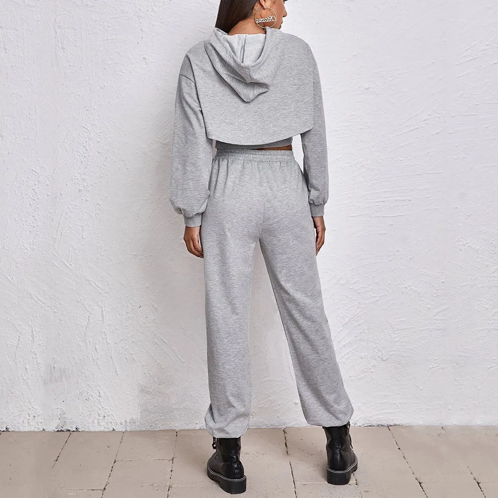 

Harajuku 3pcs Sets Women Casual Fashion Spring Autumn Sports Suit Loose Short Hoodie Camisole Crop Tops Sweatpants Pants Suits