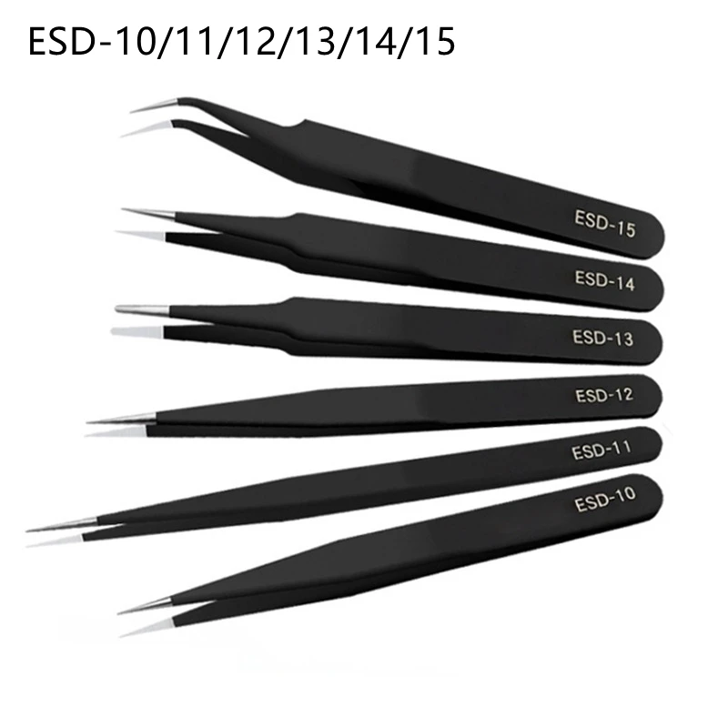 

3pcs/6pcs ESD Anti-Static Stainless Steel Tweezer Set Maintenance Repair Tool Kit Anti Static Model Making Tool Hand Tool Set