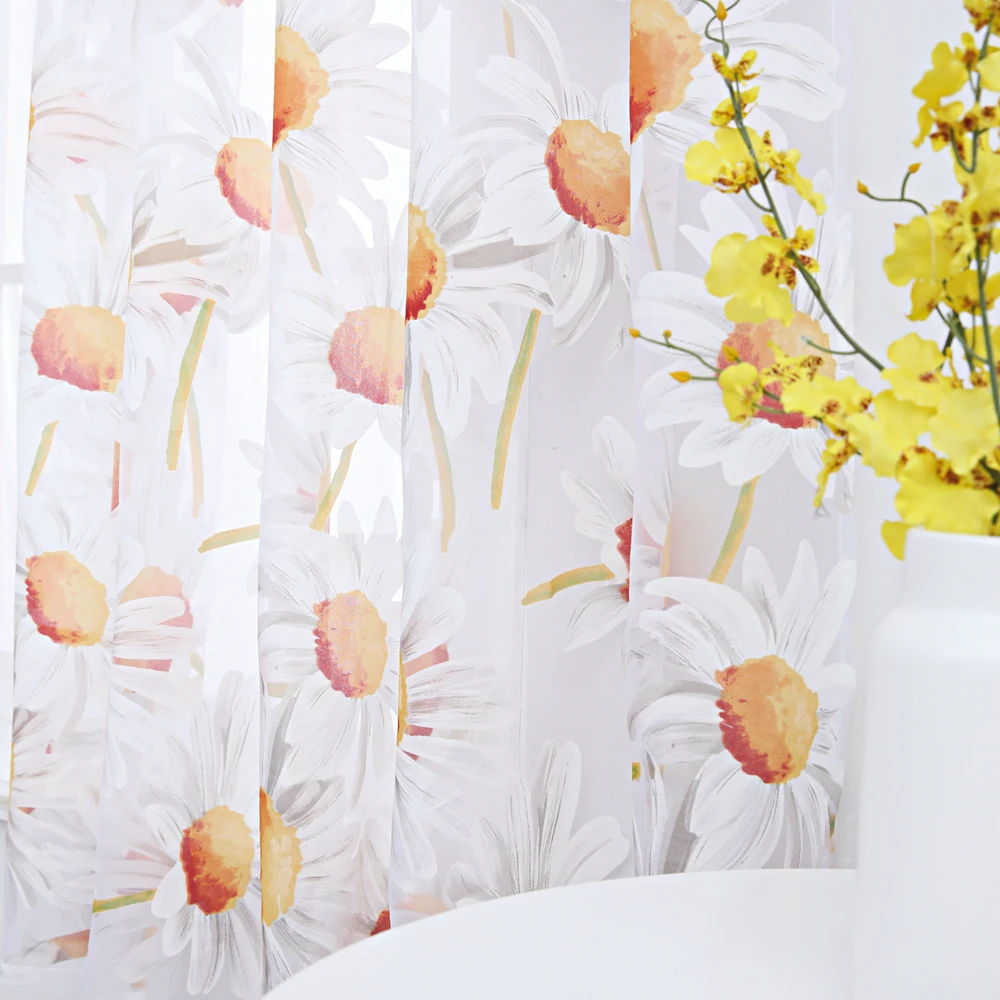 P.O.F Тюлевая занавеска с рисунком для гостиной римская цветочный Солнечный цветок