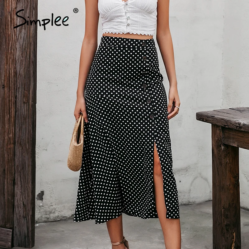 Женская юбка в горошек Simplee с высокой талией трапециевидная повседневная