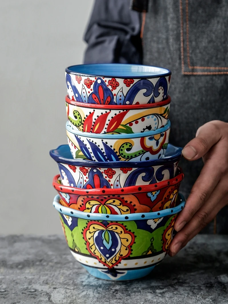 Посуда чистая красная чаша керамическая Чужеродная Салатница для домашнего