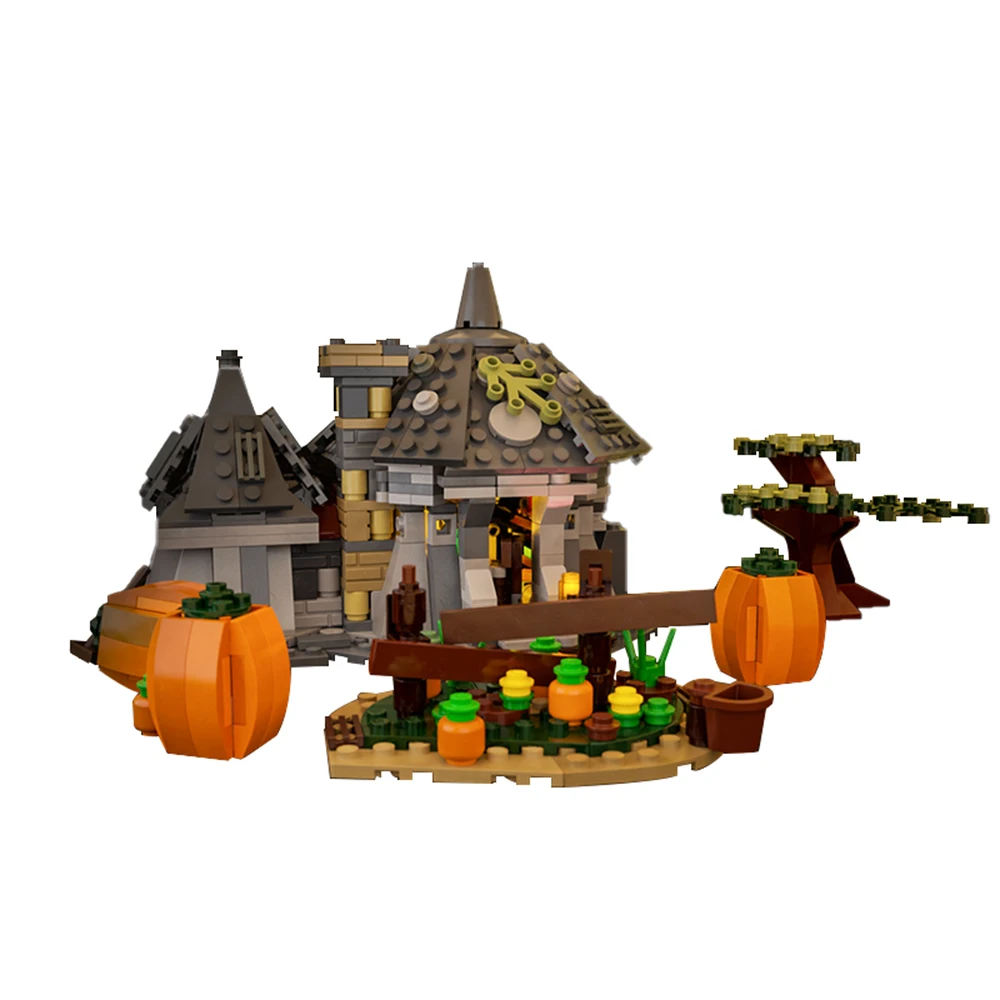 

MOC Halloween Hut Pumpkin Building Blocks Brick City House Model Rural Street Scene Ideas DIY Toys For Kid Halloween Gift 616PCS