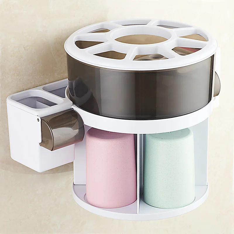 Настенный автоматический диспенсер для зубной пасты и держатель зубных щеток