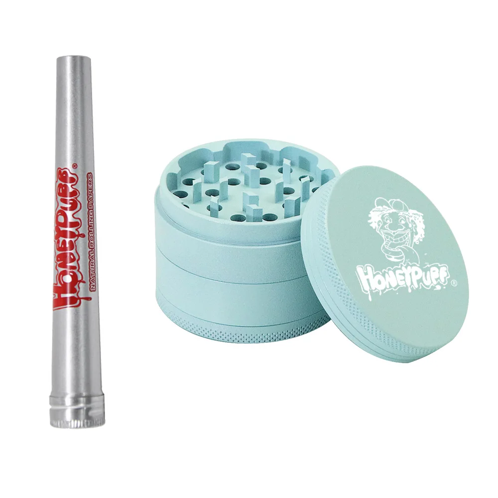 

HONEYPUFF Metal Non-Stick Smoking Herb Spices Grinder Crusher 63MM 4 Layers Tobacco Herb Grinder+Stash Jar Smoke Accessories