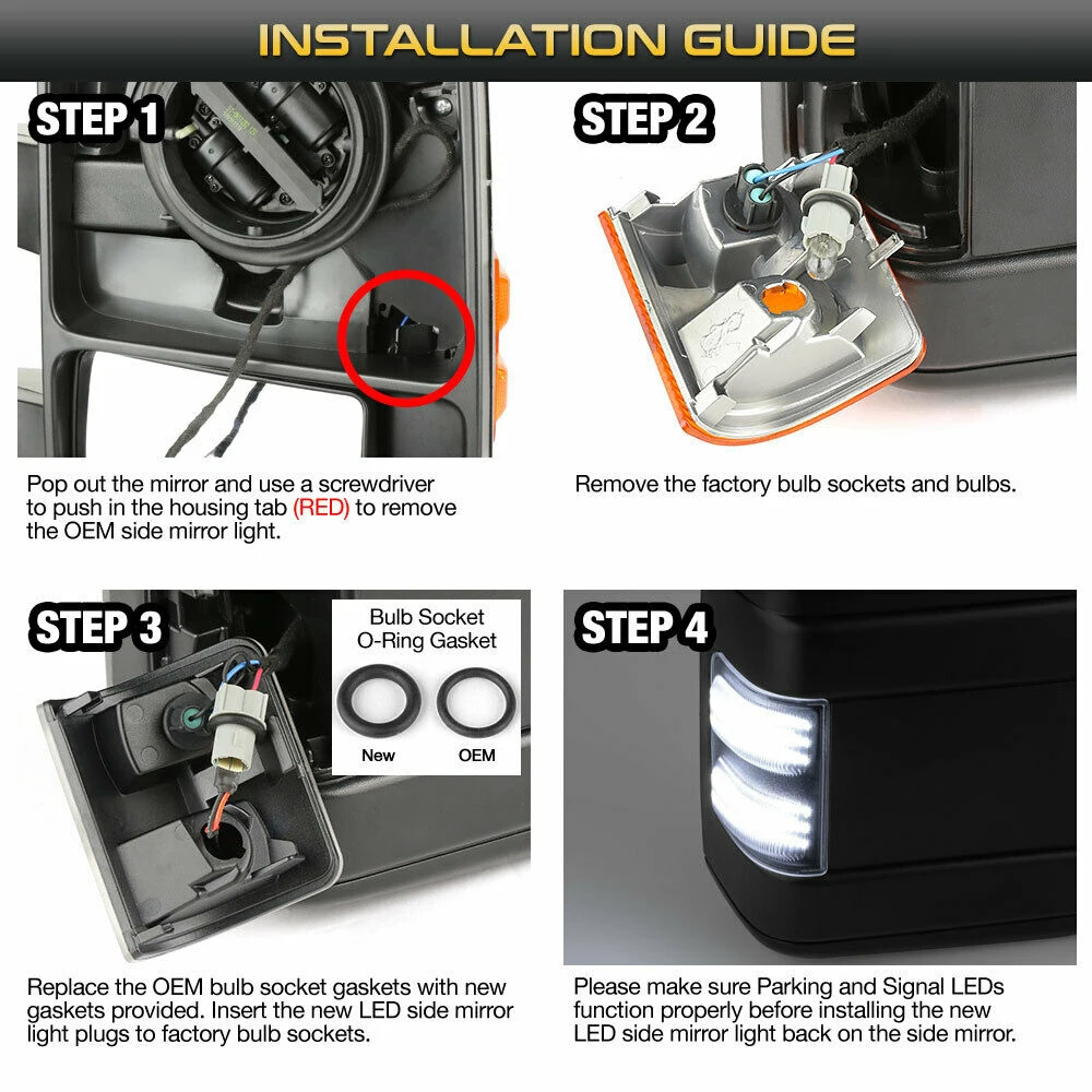 2 шт. дымовые боковые зеркальные габаритные огни для Ford F150 F250 F350 F450 2008 2016 супер