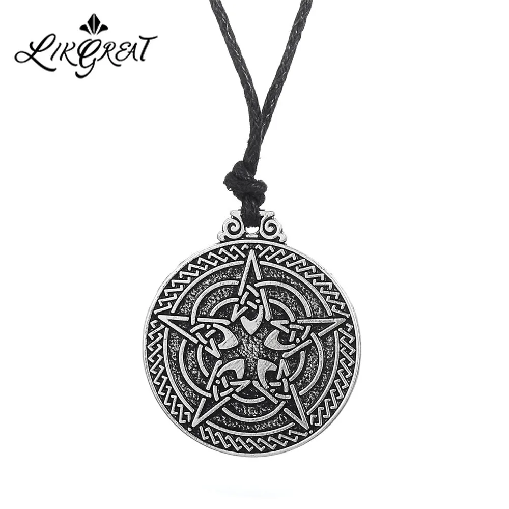 LIKGREAT Pentacle круглый кулон ожерелье для защиты Wiccan ювелирные изделия языческий