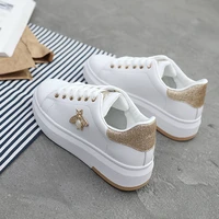 women casual shoes 2020 new women sneakers fashion breathable pu leather platform women white shoes soft footwears rhinestone