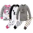 Пижама с длинным рукавом для мальчиков и девочек, хлопковая одежда для сна, комплекты пижам для детей 2, 4, 6, 8 лет, Осень-зима