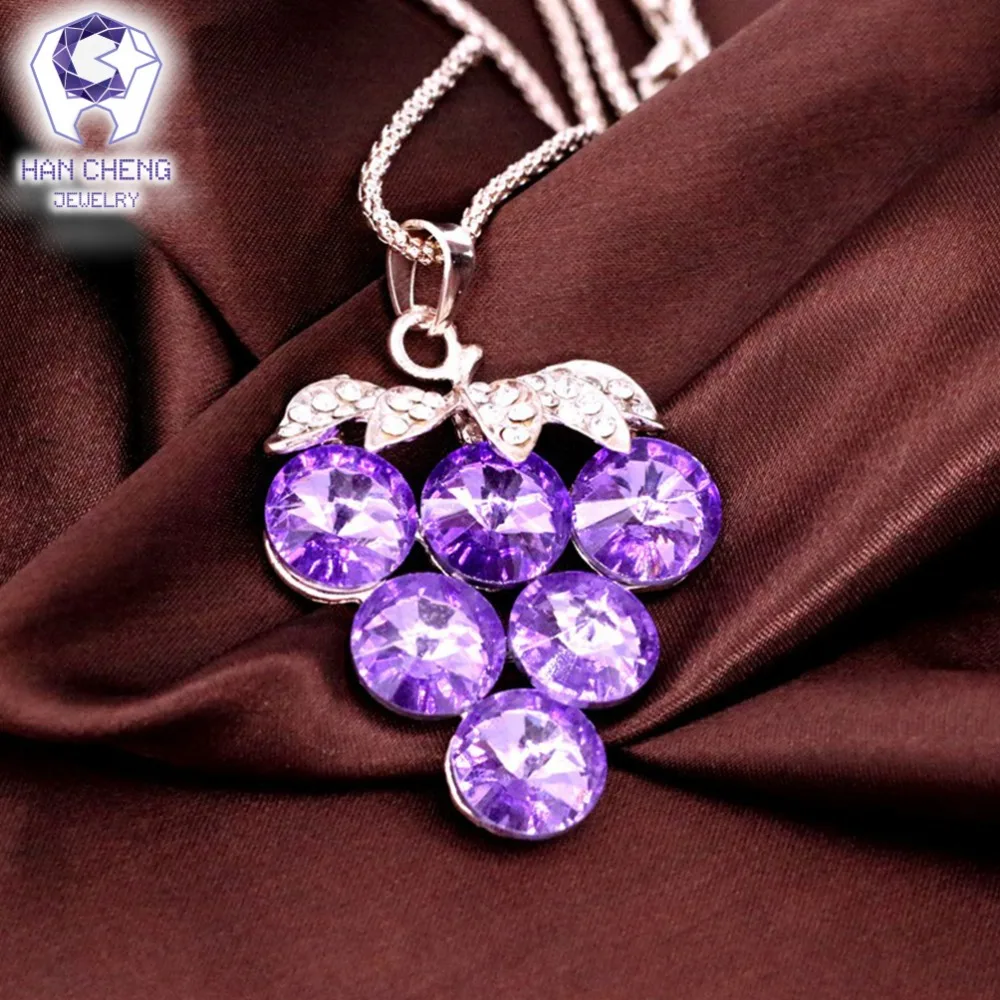 Модные стразы из винограда ожерелья с кристаллами и подвески Золотая цепочка