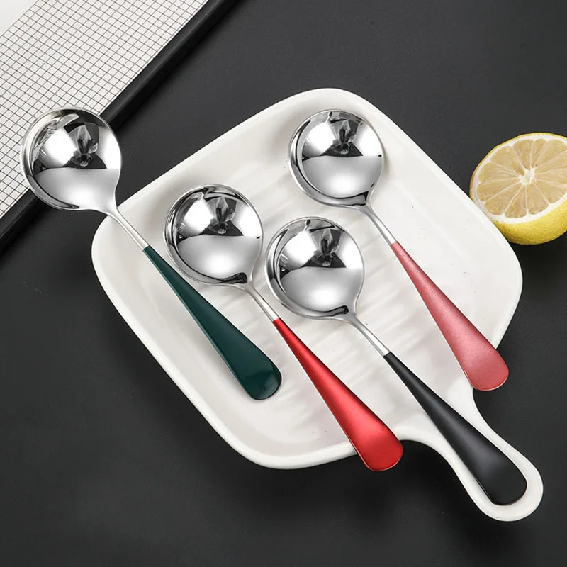

304 Stainless steel dessert spoon with round