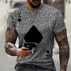 Мужская Повседневная рубашка с коротким рукавом, рубашка в уличном стиле с объемными рисунками, надписями на тему покера и граффити, большие размеры, лето 2021