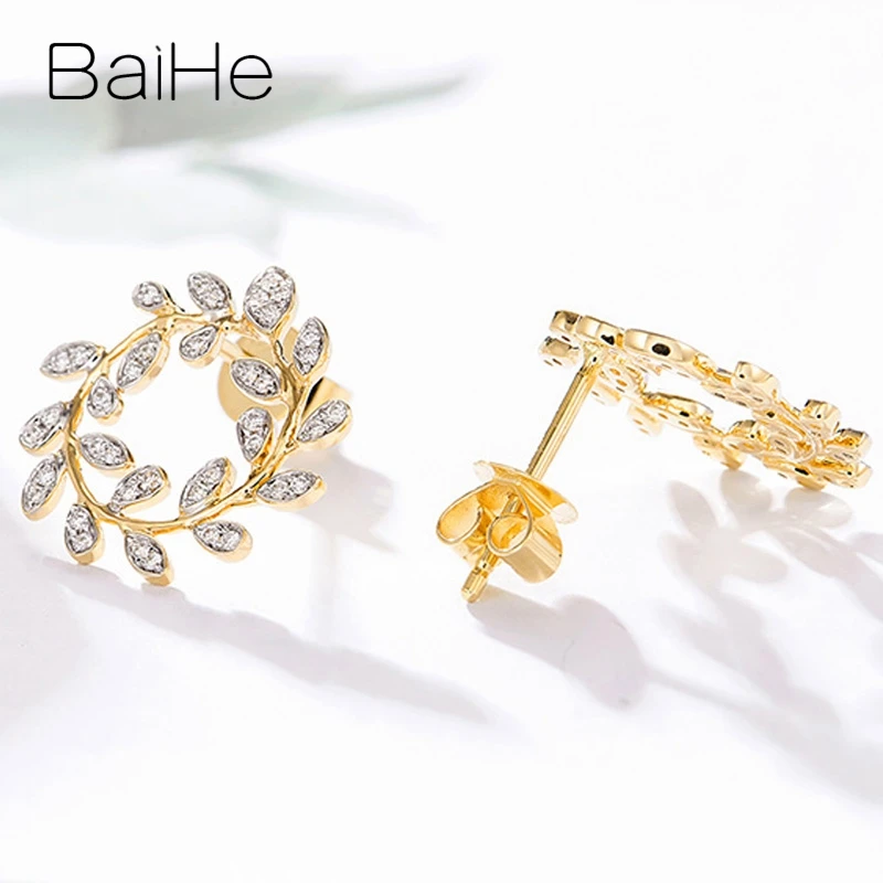 BAIHE Solid 14K белый+ желтое золото 0.20ct круглый натуральные Алмазы обручальные модные ювелирные изделия подарок серьги-гвоздики