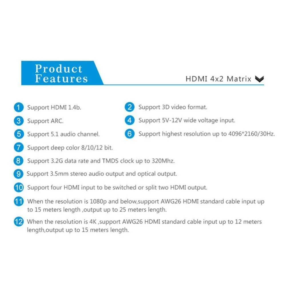 Портативный HDMI матричный 4X2 HDMI Разветвитель переключатель 1,4 HDMI 4 в 2 Выход коммутатор разветвитель адаптер Поддержка 4 к* 2 к с пультом дистанционного управления