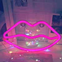 pink lip shaped neon signsled safety art wall decoration lights neon lights night table lamp 4 colors