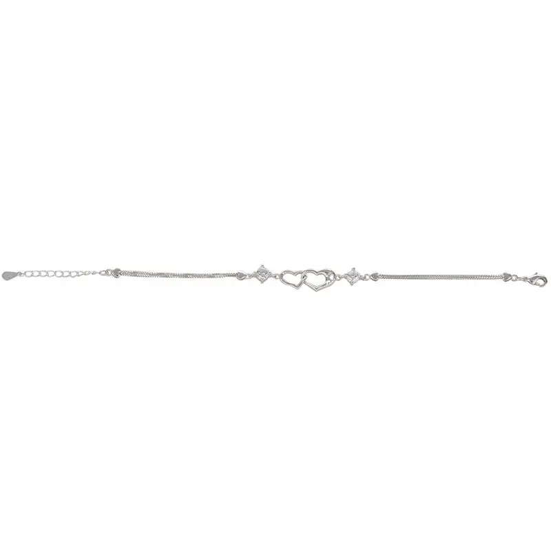 Браслет женский с серебряным покрытием браслет гравировкой I love U 16 + 4 см